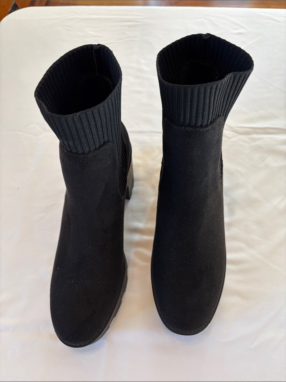 Rib-Knit Black Sock Ankle Booties